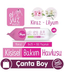 Sleepy Floral Kişisel Bakım Havlusu Çanta Boy 6x25 (150 Yaprak)