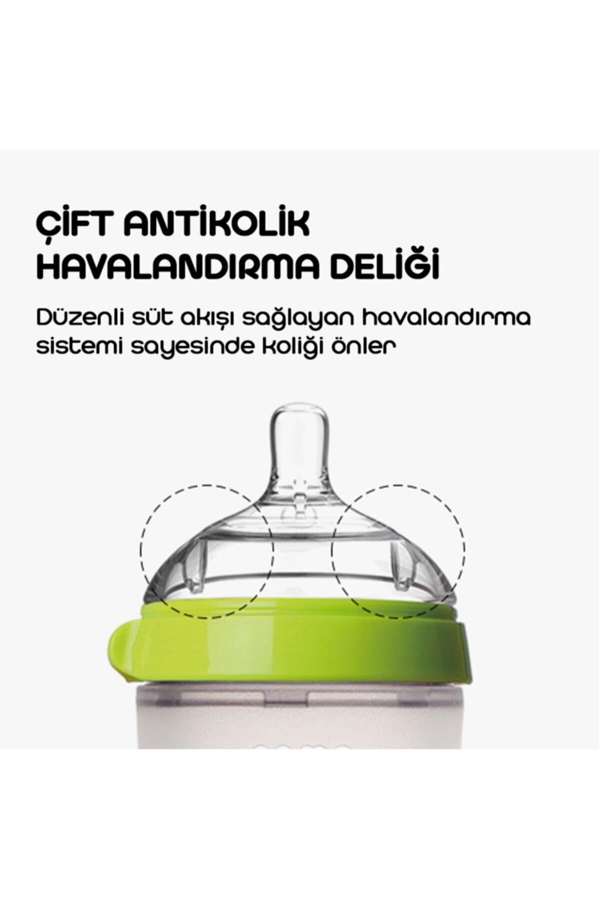 comotomo Antikolik Silikon Biberon 150ml Yeşil - Yavaş Akışlı (0-3 AY) Yenidoğan - Görsel 3