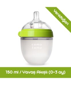 comotomo Antikolik Silikon Biberon 150ml Yeşil - Yavaş Akışlı (0-3 AY) Yenidoğan