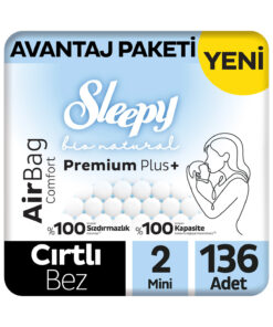 Sleepy Bio Natural Premium Plus Airbag Comfort Avantaj Paketi Bebek Bezi 2 Numara Mini 136 Adet