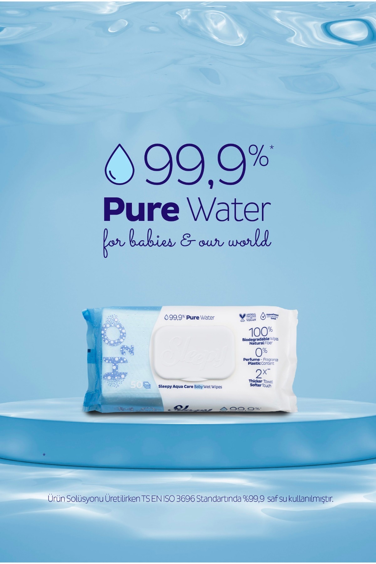 Sleepy AquaCare H2O Yenidoğan Islak Bebek Havlusu 4X50 - Görsel 3