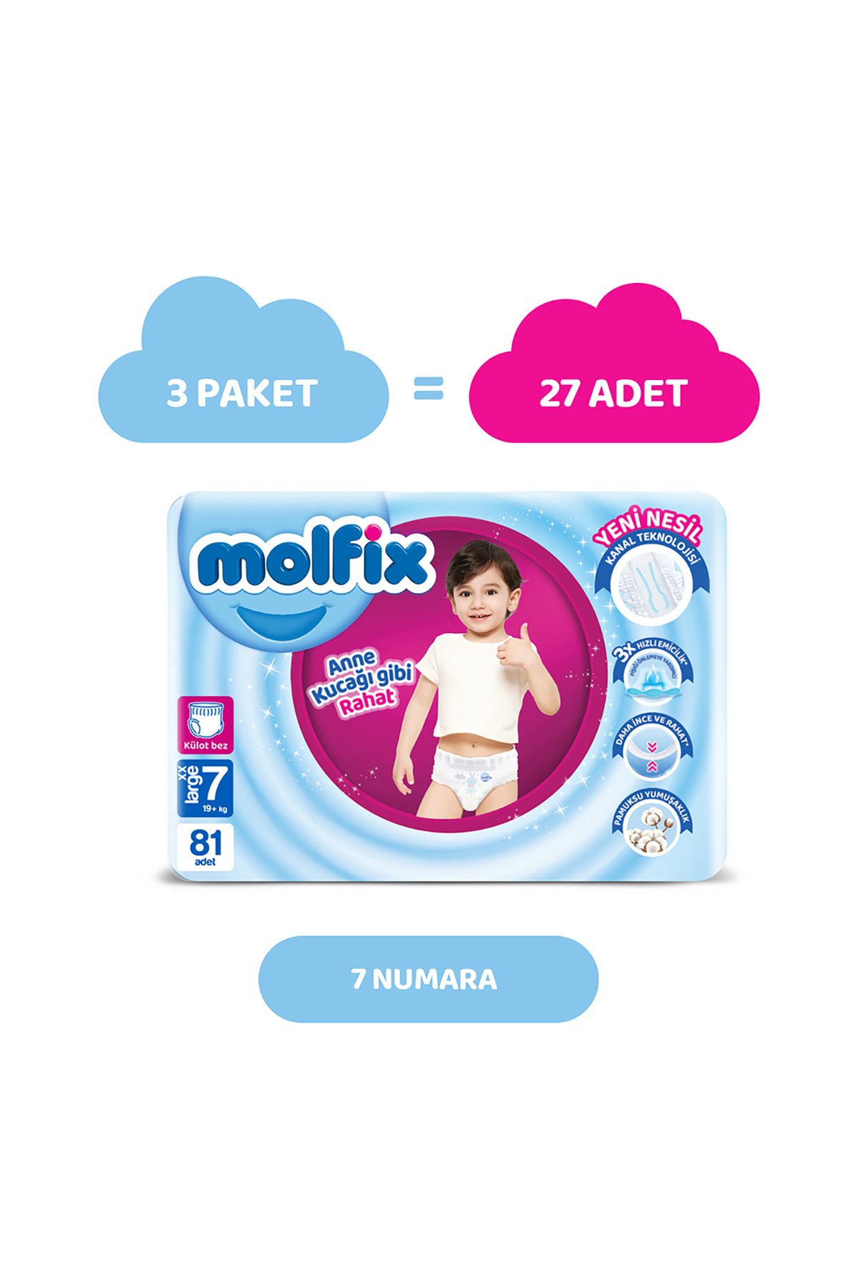 Molfix Pants Bebek Bezi 7 Beden XXL Aylık Fırsat Paketi 81 Adet - Görsel 2