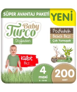 Baby Turco Doğadan Süper Avantaj Paketi Pofuduk Külot Bez 4 Numara Maxi 200 Adet