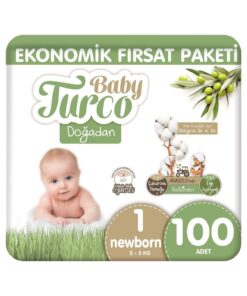Baby Turco Doğadan Ekonomik Fırsat Paketi Bebek Bezi 1 Numara Newborn 100 Adet