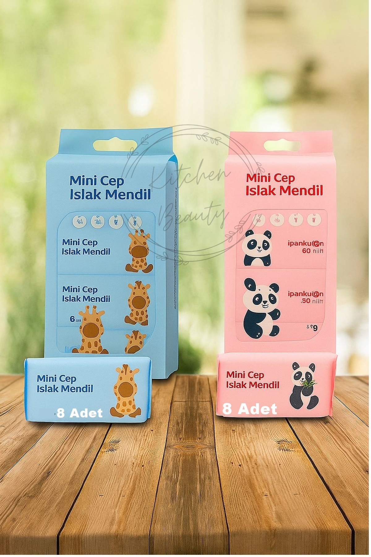 Kitchen Beauty 1 Paket 8 Yaprak Mini Islak Mendil Taşınabilir Çanta Boy Cep Tipi Islak Mendil - Görsel 3