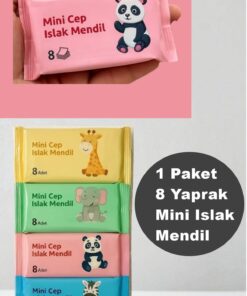 Kitchen Beauty 1 Paket 8 Yaprak Mini Islak Mendil Taşınabilir Çanta Boy Cep Tipi Islak Mendil