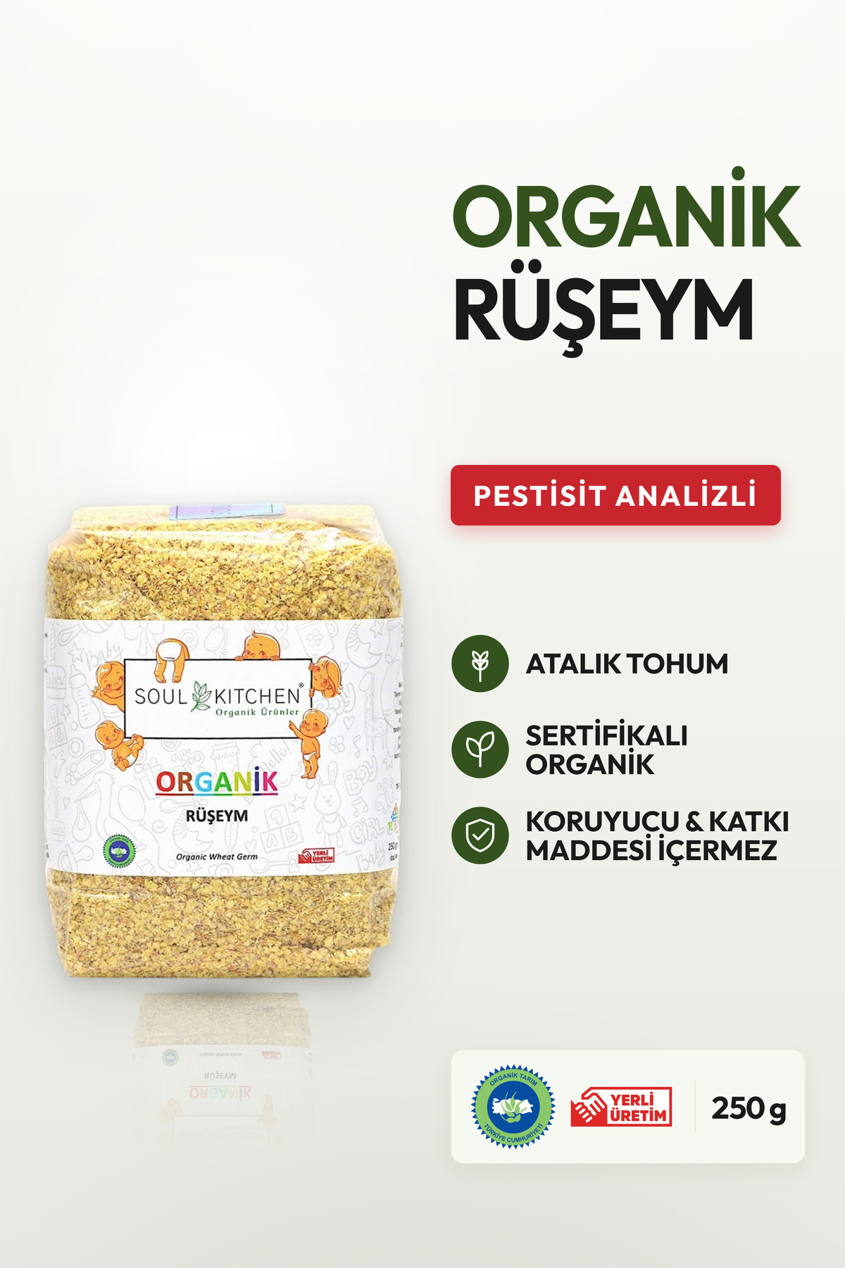 Soul Kitchen Organik Ürünler Organik Sertifikalı Rüşeym Eko Paket Katkısız Analizli 250 g