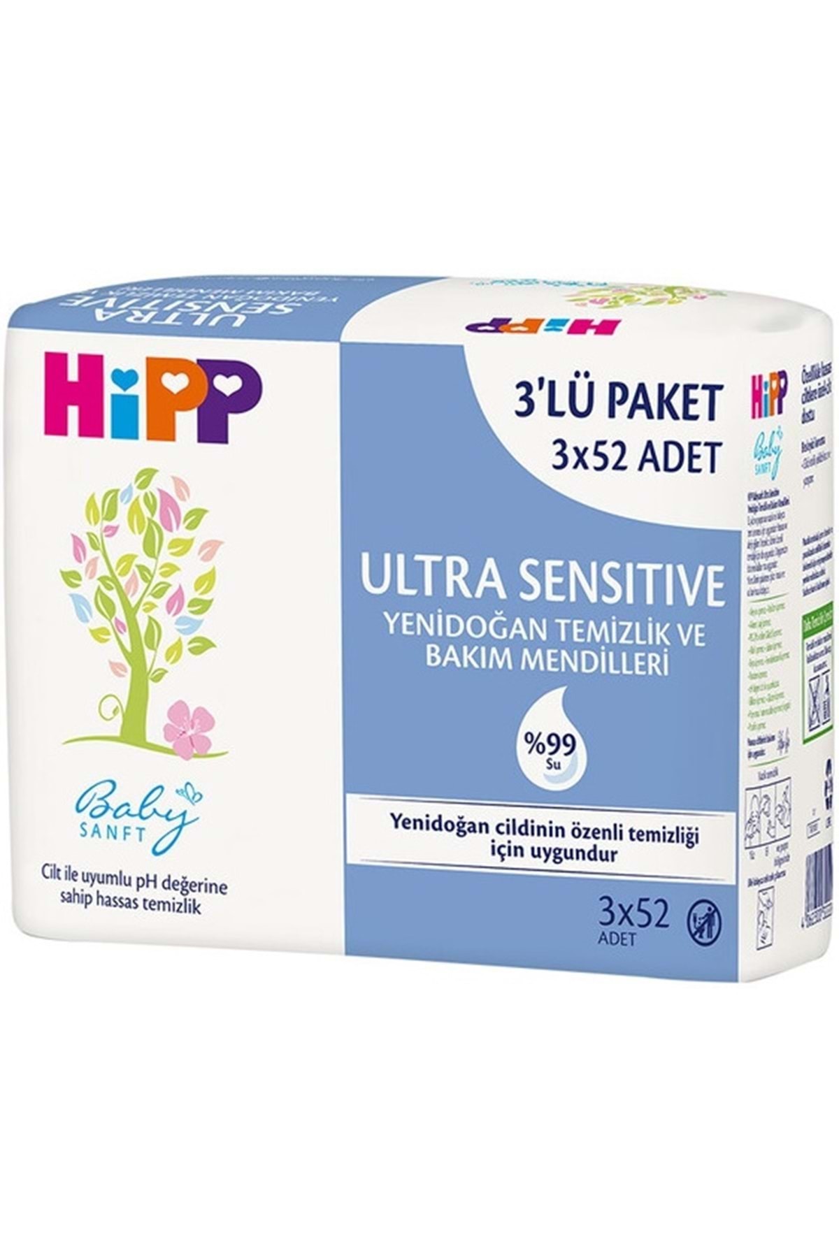 Hipp Baby Sanft Islak Havlu Mendil 52 Yaprak Ultra Sensitive Yenidoğan (3 Lü Pk) 156 Yaprak