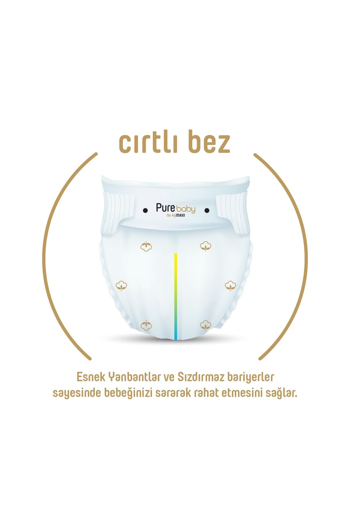 Pure Baby Organik Pamuklu Cırtlı Bez 3'Lü Paket 5 Numara Junior 120 Adet - Görsel 3