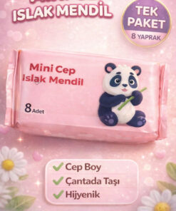 M&H 1 Adet 8 Yaprak Mini Islak Mendil Taşınabilir Cep Tipi Çanta Boy Islak Mendil