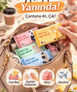M&H 1 Adet 8 Yaprak Mini Islak Mendil Taşınabilir Cep Tipi Çanta Boy Islak Mendil - Görsel 3