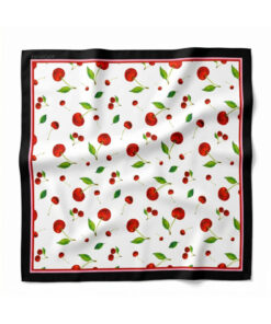 tarzınısec Tarzını Seç Siyah Çerçeveli Kiraz Desenli Fular / Bandana 70x70 cm