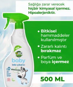 Just Green Organic Baby Leke Çıkartıcı - Bebekler Için 0 Doğal Ve 0 Bitkisel Temizlik, 500 ml Yerli Üretim, Vegan