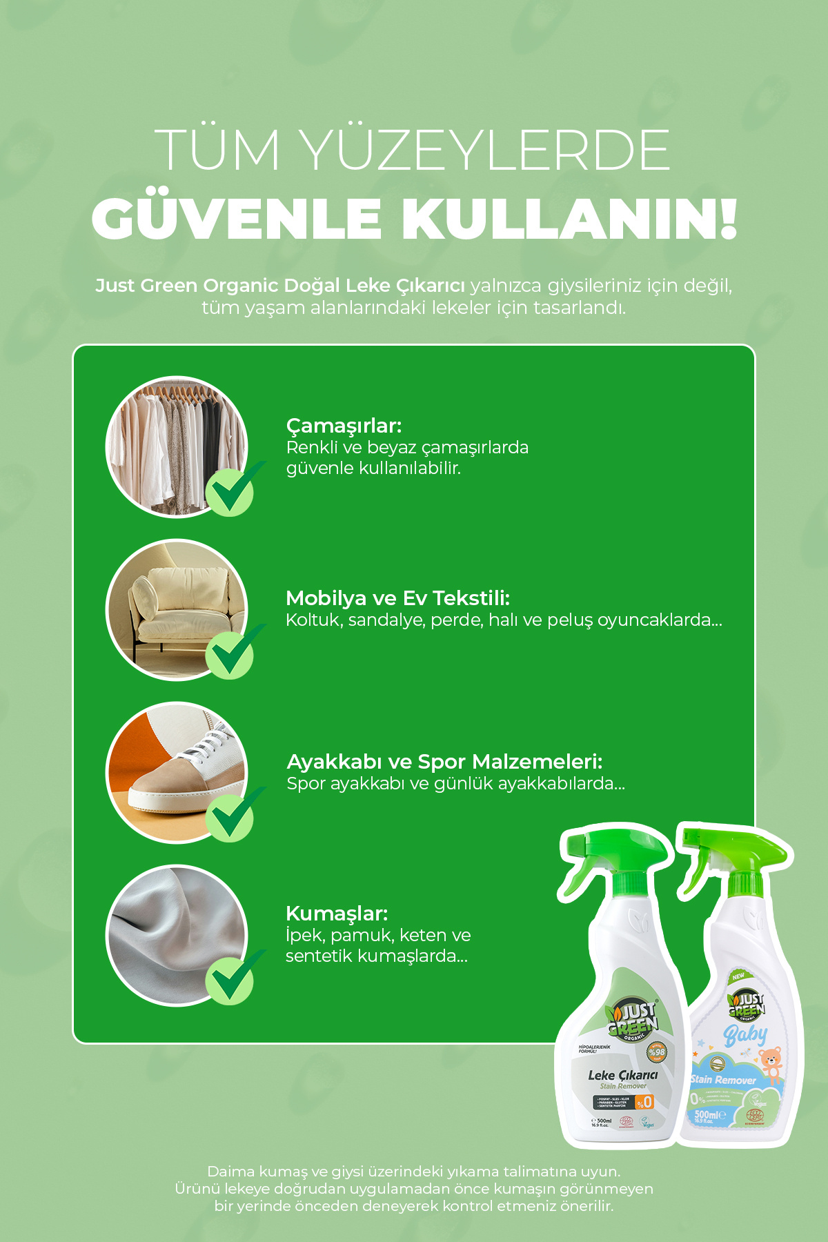 Just Green Organic Baby Leke Çıkartıcı - Bebekler Için 0 Doğal Ve 0 Bitkisel Temizlik, 500 ml Yerli Üretim, Vegan - Görsel 3