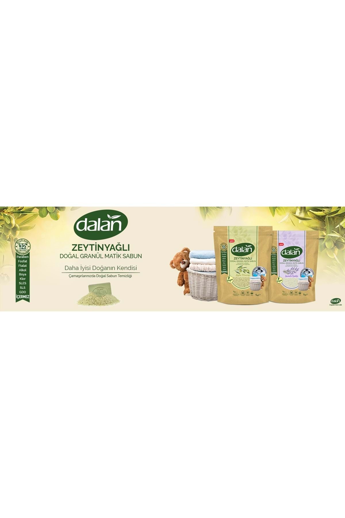 Dalan Doğal Granül Sabun Tozu 1Kg Bebekler İçin 0 Zeytinyağlı (2 Li Set) - Görsel 3