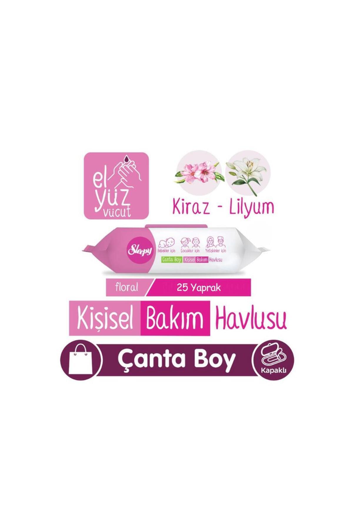Sleepy Floral Kişisel Bakım Havlusu Çanta Boy 25 Yaprak