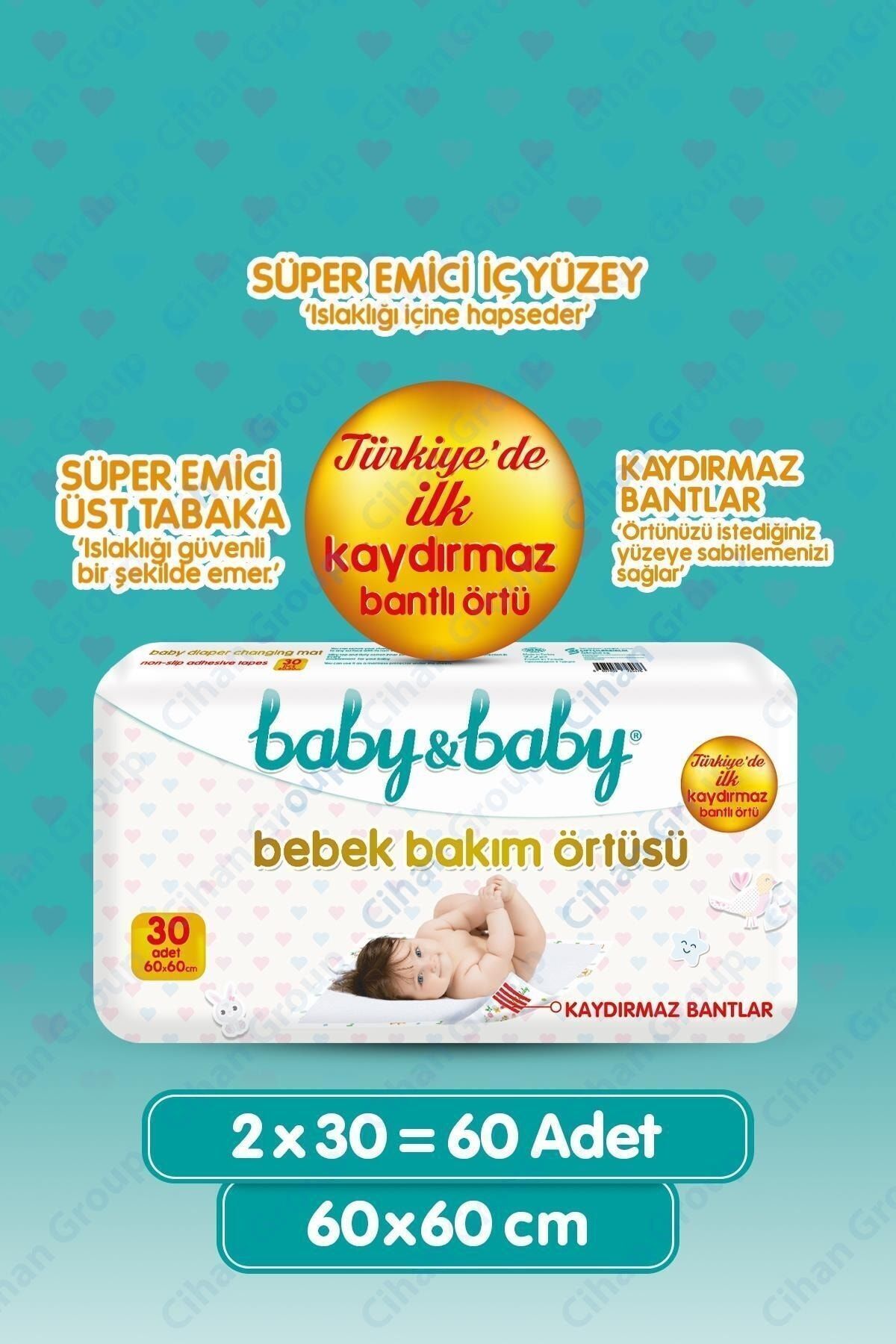 Baby&Baby Bebek Bakım Örtüsü 60x60cm 30'lu X2 Adet