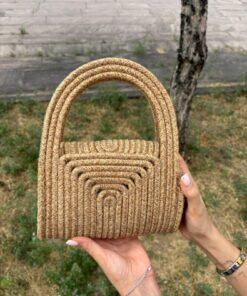 MaVaux Soft Mini Jüt Hasır Portföy Clutch El Çantası Yazın Modası