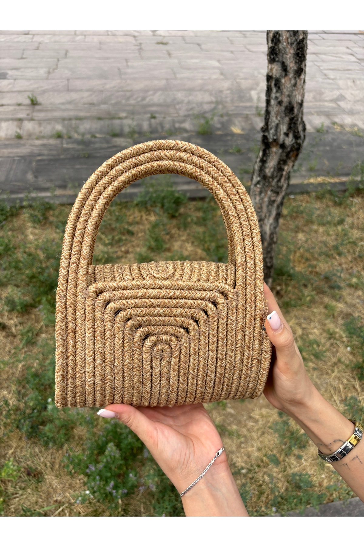 MaVaux Soft Mini Jüt Hasır Portföy Clutch El Çantası Yazın Modası