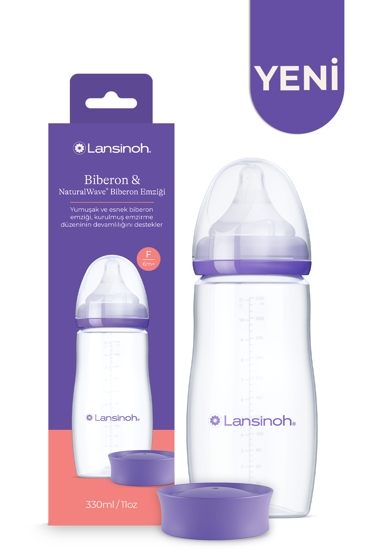 LANSINOH 330 ml Biberon ve NaturalWave® Biberon Emziği (6 Ay+)