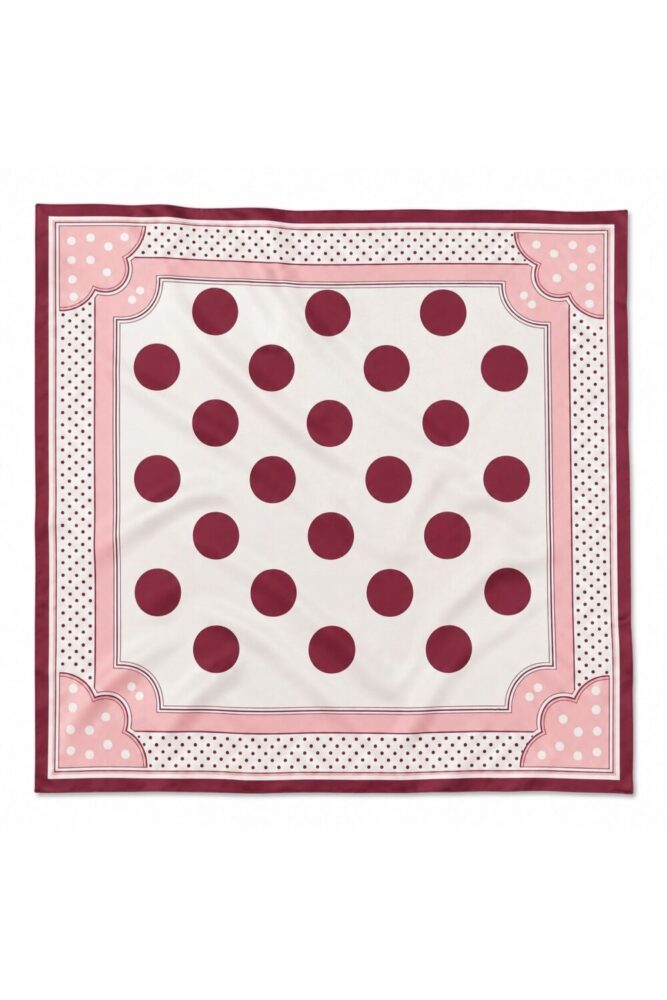 Tarzını Seç Bordo Puantiye Desenli Fular / Bandana 70x70 cm - Görsel 2