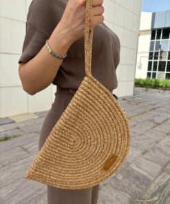MaVaux Moss Fermuarlı Hasır Jüt Vegan Clutch Çanta