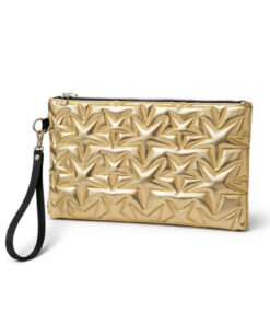 Alternative view of Adelina Bags Yıldız Nakış İşlemeli Portföy El Çantası Bilek Askılı Saten Astarlı Gold Clutch Çanta