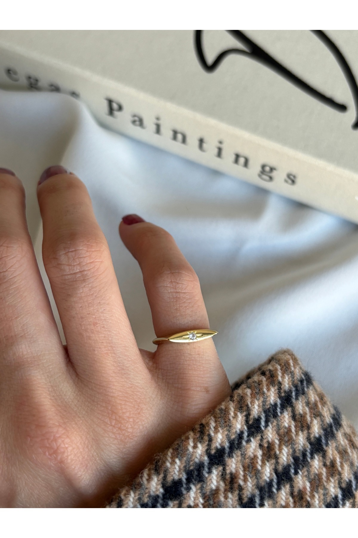 ringbox Gold Kuzey Yıldızı Taşlı İnce Serçe Parmak Yüzüğü