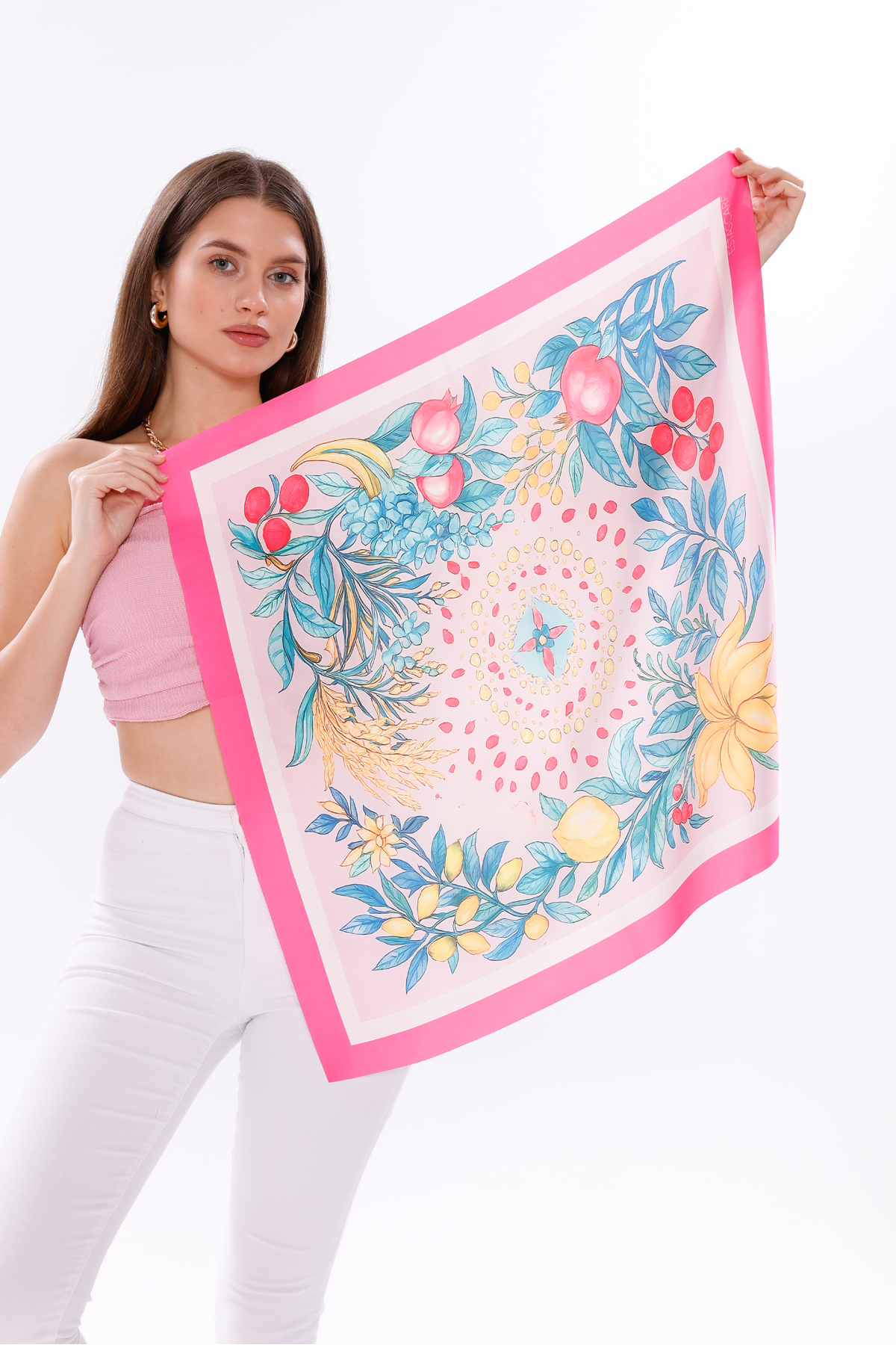 tarzınısec Tropikal Rüya Model Fular Bandana Şal Estascarf 70x70 Cm