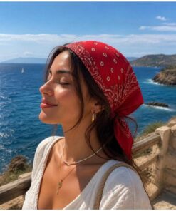 ÖrgüYastik % 100 Pamuk Etnik Desen Bandana - Fular ( KIRMIZI )