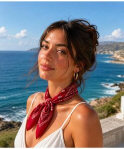 Alternative view of ÖrgüYastik % 100 Pamuk Etnik Desen Bandana - Fular ( KIRMIZI )