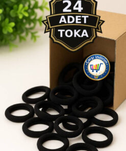 nistabolje 24 Adet Siyah Kadın Çocuk Saç Tokası Orta Boy Dayanıklı Esnek Havlu Lastik Toka