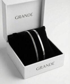 GrandeAccessory Sevgililer Gününe Özel 2'li İtalyan ve Zincir Çelik Bileklik