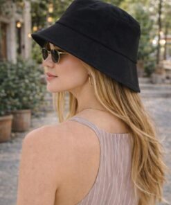 Wearflawless Kadın Siyah Bucket Şapka, Yazlık Kova Şapka, Günlük Bucket/Fisher Şapka