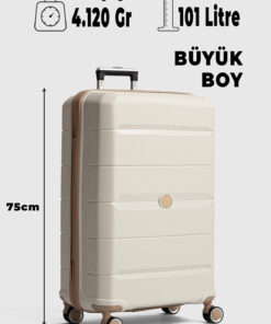Alternative view of Fiyaka Monako 4'lü Set Polipropilen Süper Esnek Kırılmaz Tekerlekli Valiz Bavul Seyahat KEMİK ŞAMPANYA