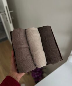 shop İREMSSCARF 3 lü Bürümcük şal seti (vizon bej tozlu kahve)