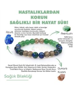 Mystic Energy Sertifikalı Sağlık Ve Şifa Tılsım Bilekliği |dumanlı Kuvars - Aventurin - Azurit| Hediyelik Doğaltaş