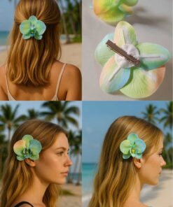 Diloshtrend Design Yaz Renkleri Orkide Çiçeği Aloha Pens Toka (10cm) - Görsel 3