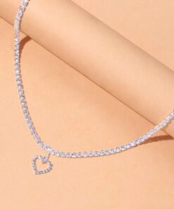 H&E DESIGN Kadın Zirkon Taşlı Su Yolu Rhinestone Kalp Kolye