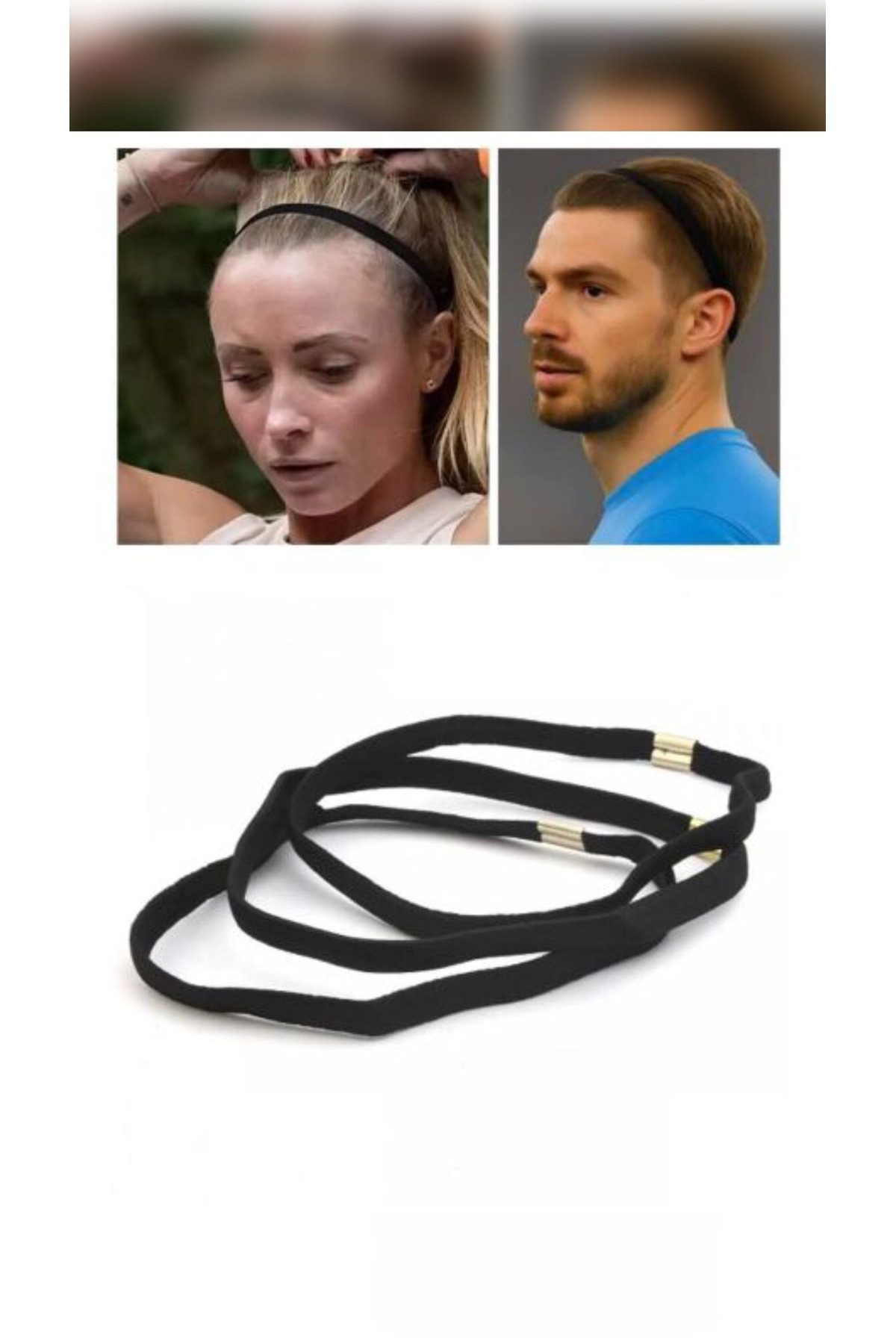 İnDerin 3 Adet Unisex Sporcu Saç Bandı İnce Yoga Bant Sporcu Bandı Siyah Lastik Saç Bandı
