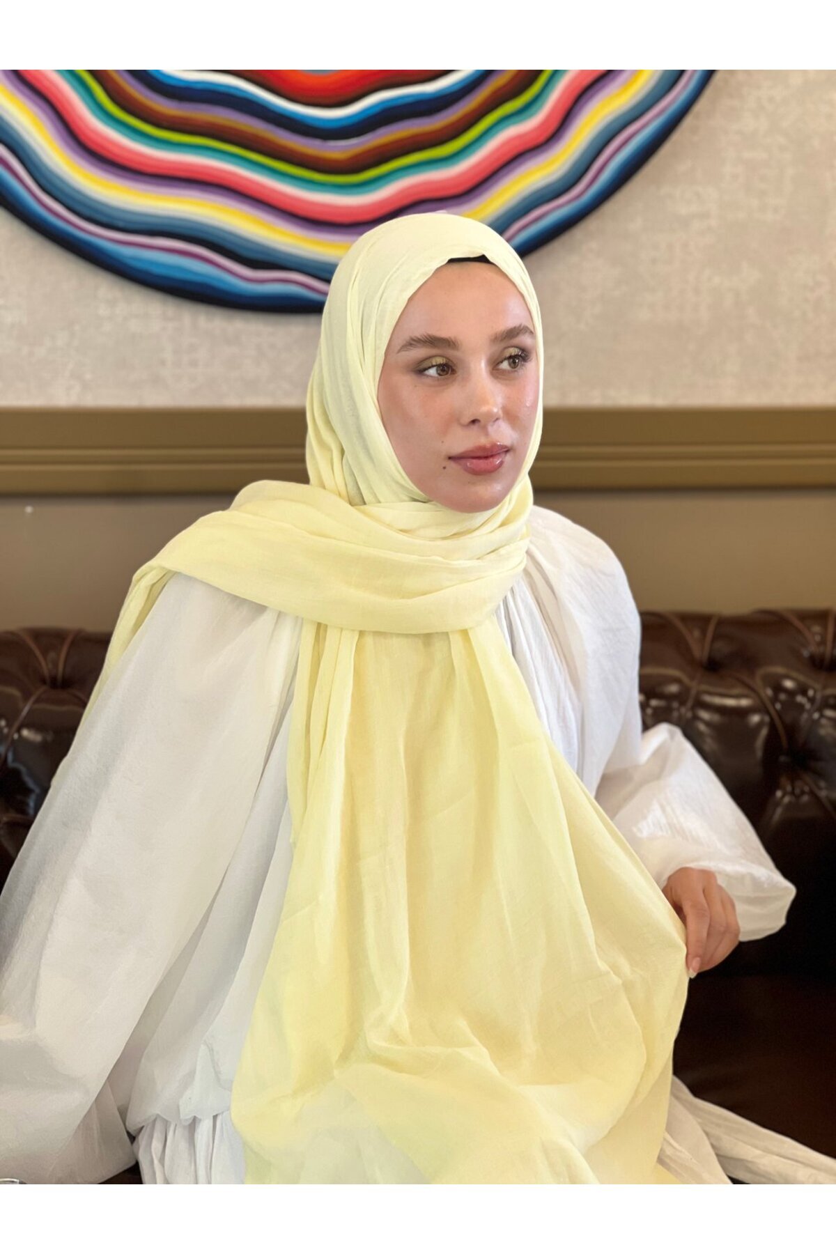 Modakaşmir Aya Serisi Şal - Tereyağı Sarısı