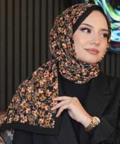 AFVENTE Akışkan Çiçek Desen Karamel Soft Pamuk Şal