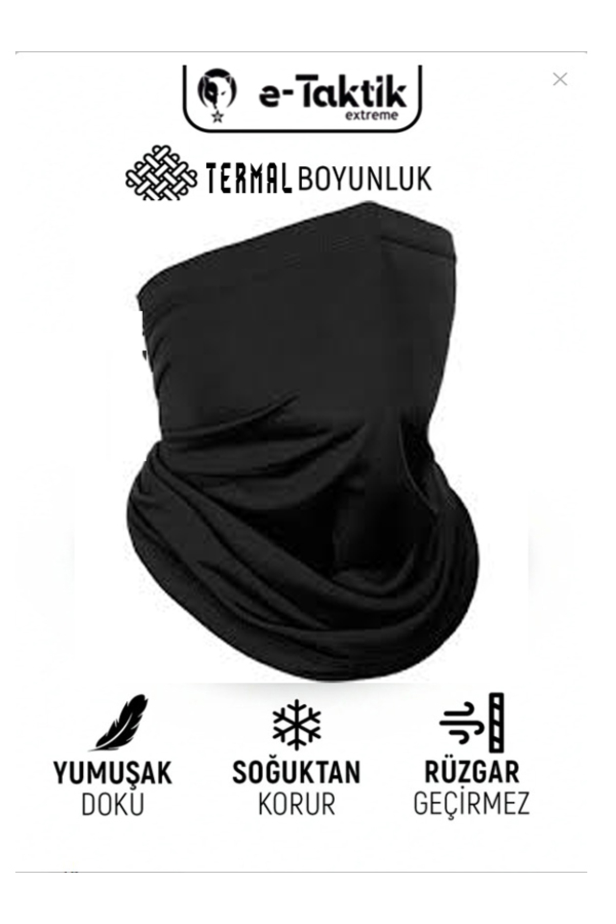 e-Taktik yazlık Termal Fonksiyonel Siyah Boyunluk / Bandana / Bere