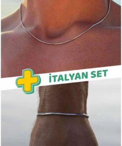 The Collection Unisex Kararmaz Paslanmaz Garantili İtalyan Çelik Yılan Kolye Bileklik Set