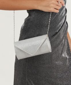 Alternative view of efnanstore Gümüş Çizgili Çupra Abiye Çanta Portföy Clutch Çanta