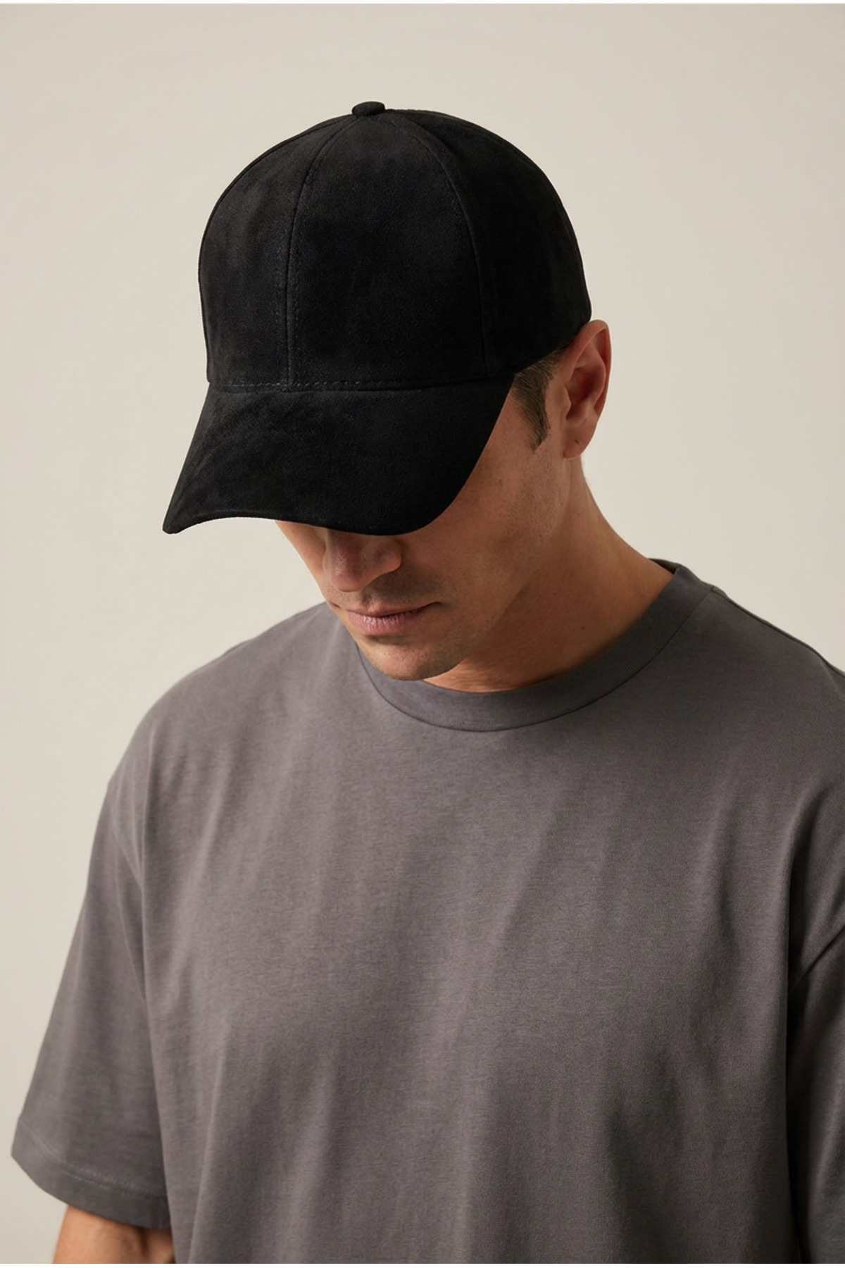OnMyHead Hakiki Süet Siyah Şapka - Görsel 3