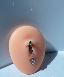 kurukafagift Çelik Göbek Piercing Mıknatıslı Deliksiz Kullanım Sıkıştırmalı Kalpli Model - Görsel 3