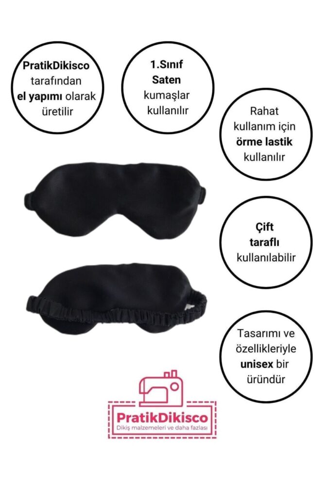 PratikDikisco Saten Siyah Uyku Gözlüğü / Göz Bandı - Görsel 2