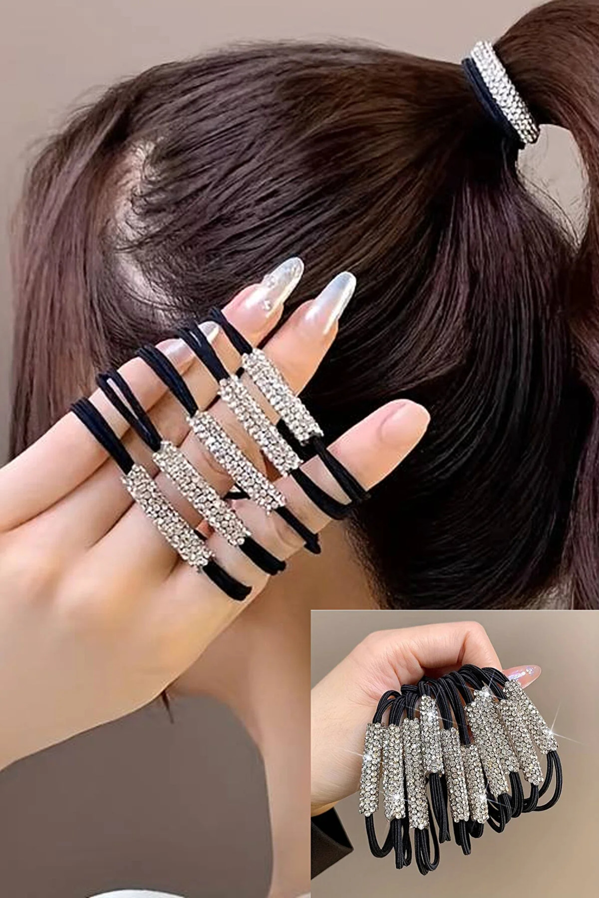 Diloshtrend Design 2 ADET Zirkon Taşlı Lastik Toka Seti