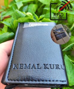YNS LEATHER Mekanizmalı Cüzdan Erkek Kartlık Cüzdan Isim Baskılı Kişiye Özel